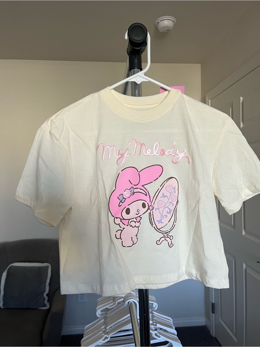 My Melody Kids Cream Tee with Pink Graphic
